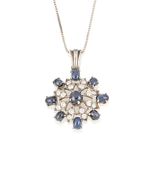 A Sterling Silver, Sapphire, and White Sapphire Necklace