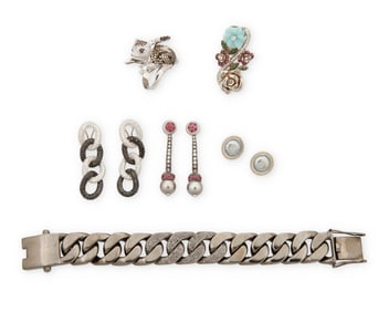 A Group of Sterling Silver, Diamond and Gem-set Jewelry