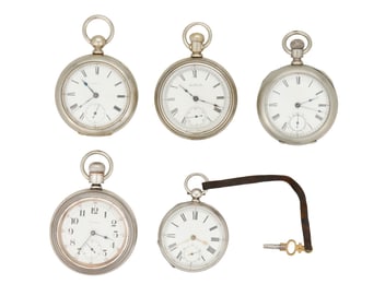 A Group of Five American Waltham Pocket Watches