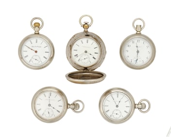 A Group of Five Elgin American Pocket Watches