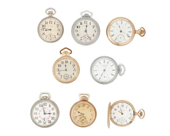 A Group of Eight American Pocket Watches