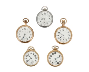 Five American Railroad-Style Pocket Watches