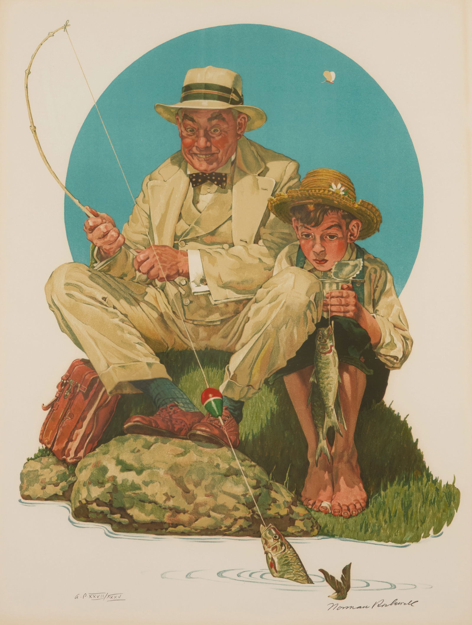 After Norman Rockwell (1894-1978), "Catching the Big One" (1 of 6)