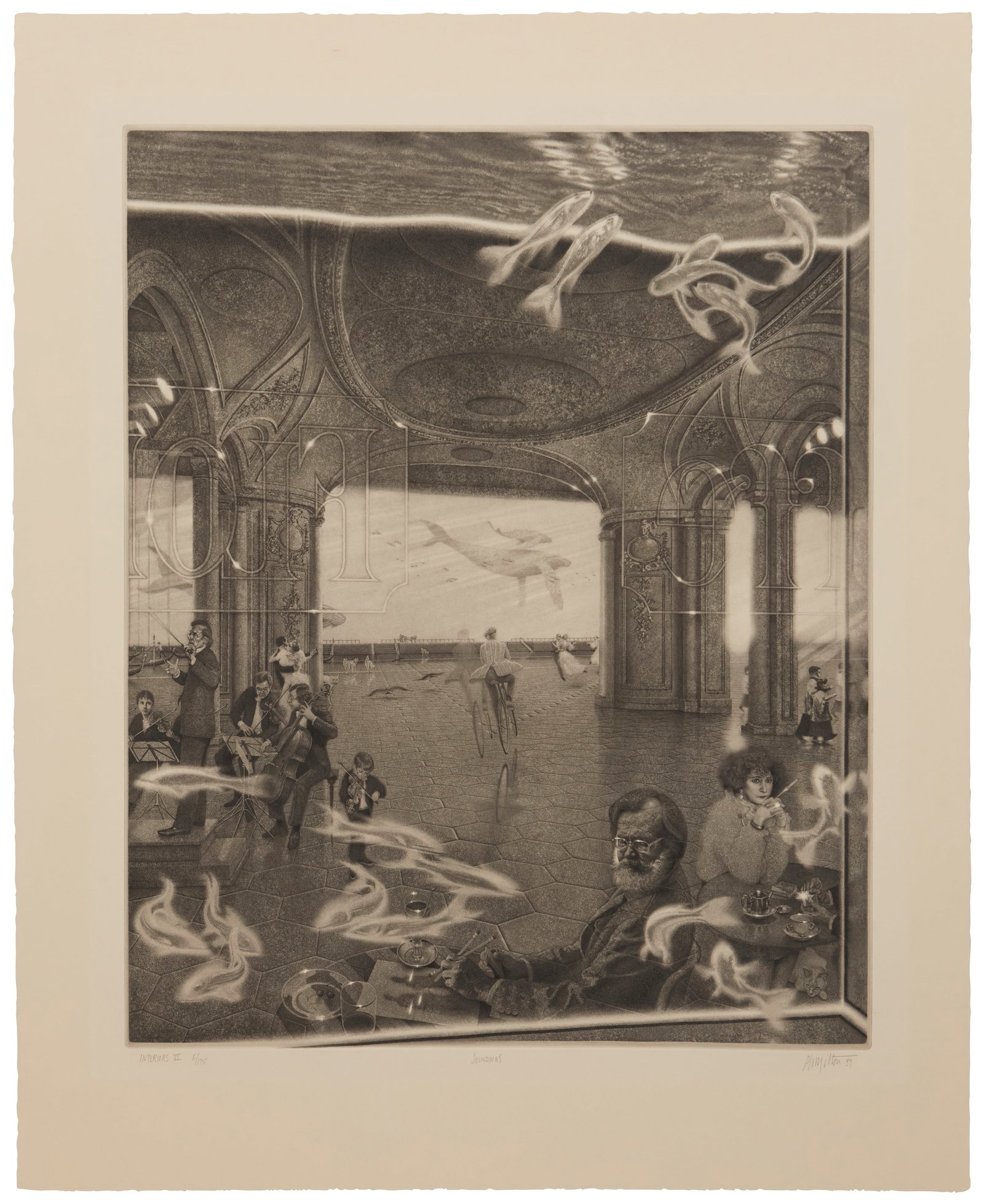 Peter Milton (b. 1930), "Soundings" from the "Interiors VI" series, 1989: Peter Milton(b. 1930)"Soundings" from the "Interiors VI" series, 1989Etching on Somerset Buff paperEdition: 5/175Signed, tilted, dated, and numbered in pencil in the lower margin: