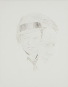 Lon Smith (20th century), "Old Blue Eyes," circa 1979, Silverpoint drawing on paper, Sight: 19.75" H