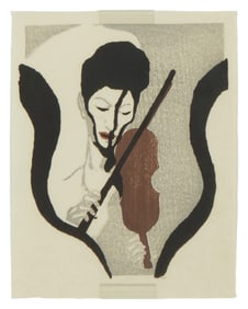 Attributed to Koshiro Onchi (1891-1955), Figure with violin
