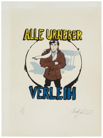 Postmodern Lithographs, Two works: Pilot, Woman on phone, Each lithographs in colors on paper,