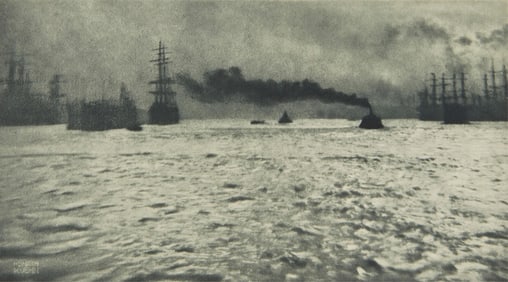 Heinrich Kuhn (1866-1944), Harbour of Hamburg, 1911, Photogravure on paper, Image: 4.875" H x 8.625"