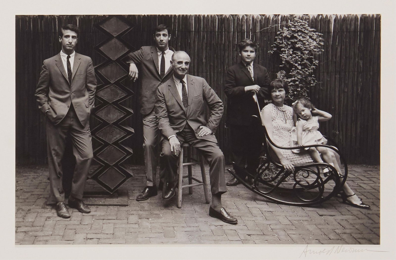 Arnold Newman, (1918-2006), Portrait of the Wise family, Gelatin silver print on photographic paper: Arnold Newman(1918-2006)Portrait of the Wise familyGelatin silver print on photographic paper mounted to a board mountSigned in pencil on the mount just below the image, at right: Arnold Newman; the A