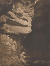 James Craig Annan (1864-1946), "Man Sketching," 1910, Photogravure on tissue paper tipped to a beige