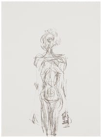 After Alberto Giacometti (1901-1966), Standing nude, Reproduction print on paper, Sheet: 15" H x 11"