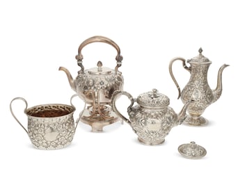 An assembled silver and silver-plated coffee and tea service