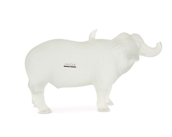 A Lalique "Nam" glass water buffalo figure