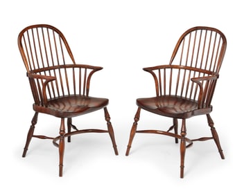 A pair of Victorian-style Windsor armchairs