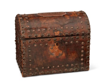 A French Louis XIV-style leather-clad casket