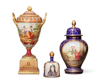 A group of Vienna-style porcelain items