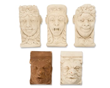A group of ceramic corbel busts