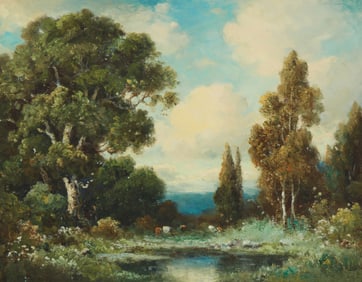 Alexis Matthew Podchernikoff (1886-1933), Cows in a lush landscape