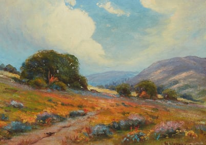 Manuel Valencia (1856-1935), "Marin County," Oil on board, 10" H x 14" W