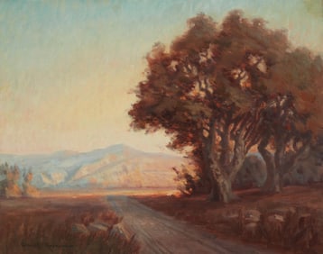 Granville Redmond (1871-1935), Oaks in a mountain landscape