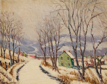 Walter Mattern (1892-1946), Pennsylvania mill in a winter landscape