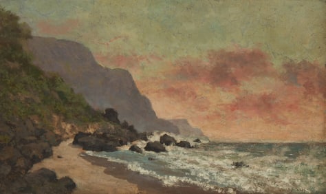 Jules Fran?ois Pages (1833-1910), Beach along a seashore