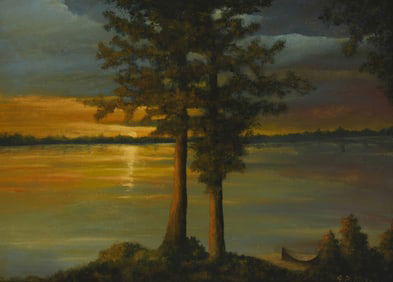 Anna Althea Hills (1882-1930), Trees in a lakeside landscape