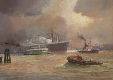 William Alexander Coulter (1849-1936), Boats in a harbor