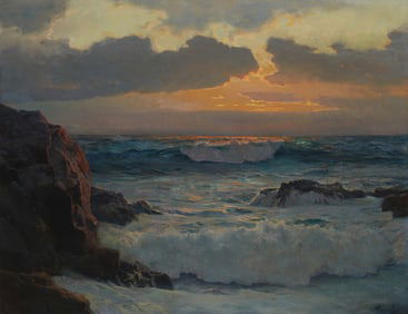 Frederick Waugh (1861-1940), Rocky coastal scene