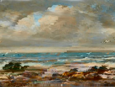 Ralph Davison Miller (1858-1945), Seagulls along the coast