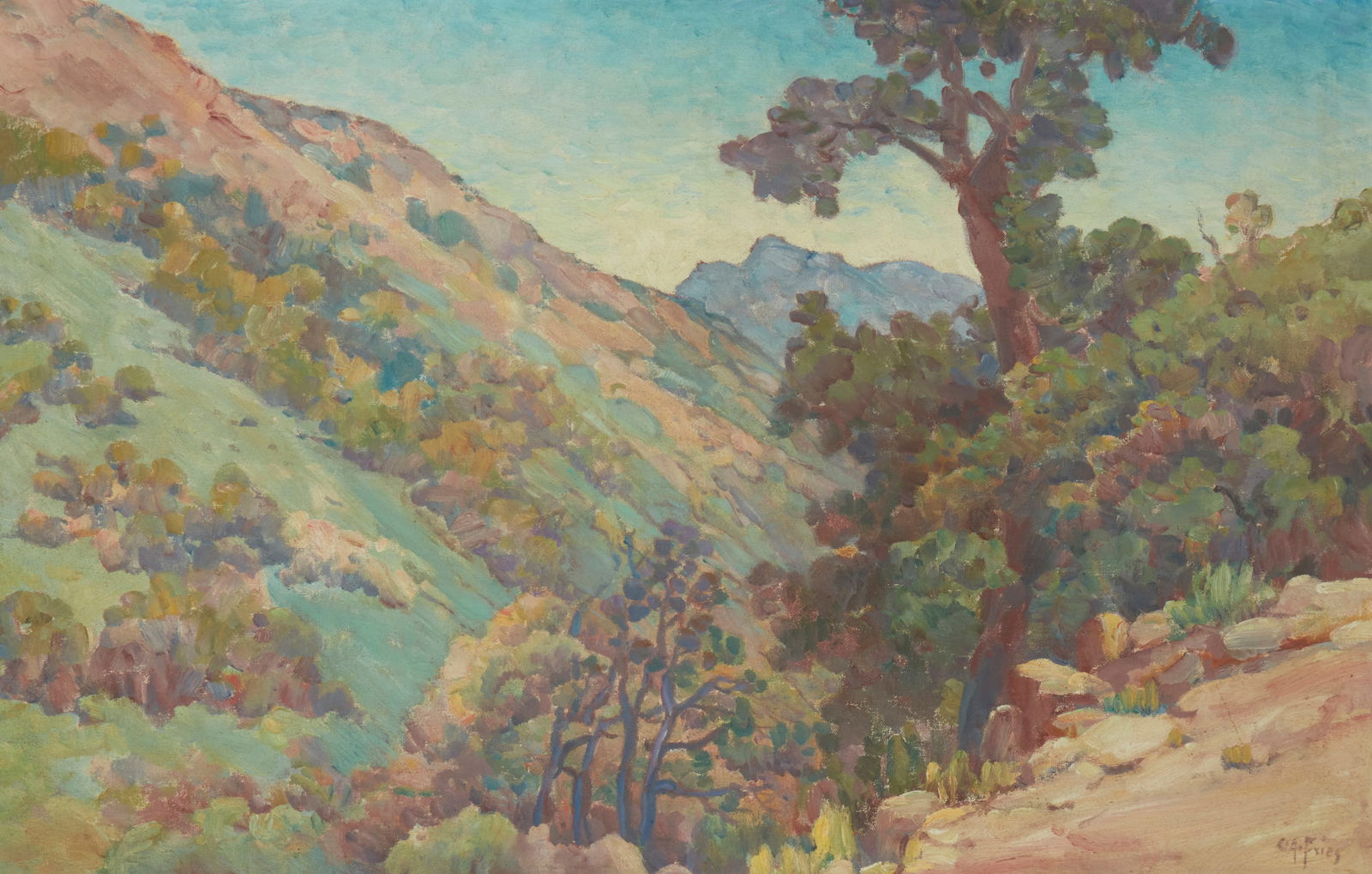 Charles Arthur Fries (1854-1940), "Looking Down Banner Grade, Morning" (1 of 7)