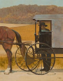 John Falter (1910-1982), Amish man with horse and buggy
