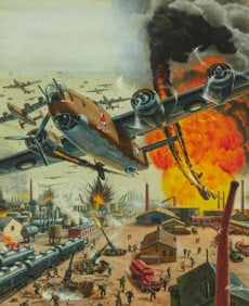 Mort K¸nstler (b. 1931), "B-24 Raid on Ploesti," 1959