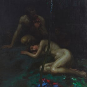 Ernest Martin Hennings (1886-1956), Untitled, (satyrs approaching a sleeping nymph), circa 1900-20