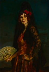 Adolf Brougier (1870-1926), Spanish dancer with fan