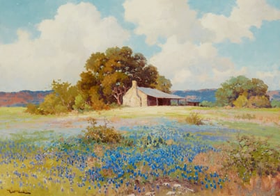 Robert W. Wood (1889-1979), Texas farm and bluebonnets landscape