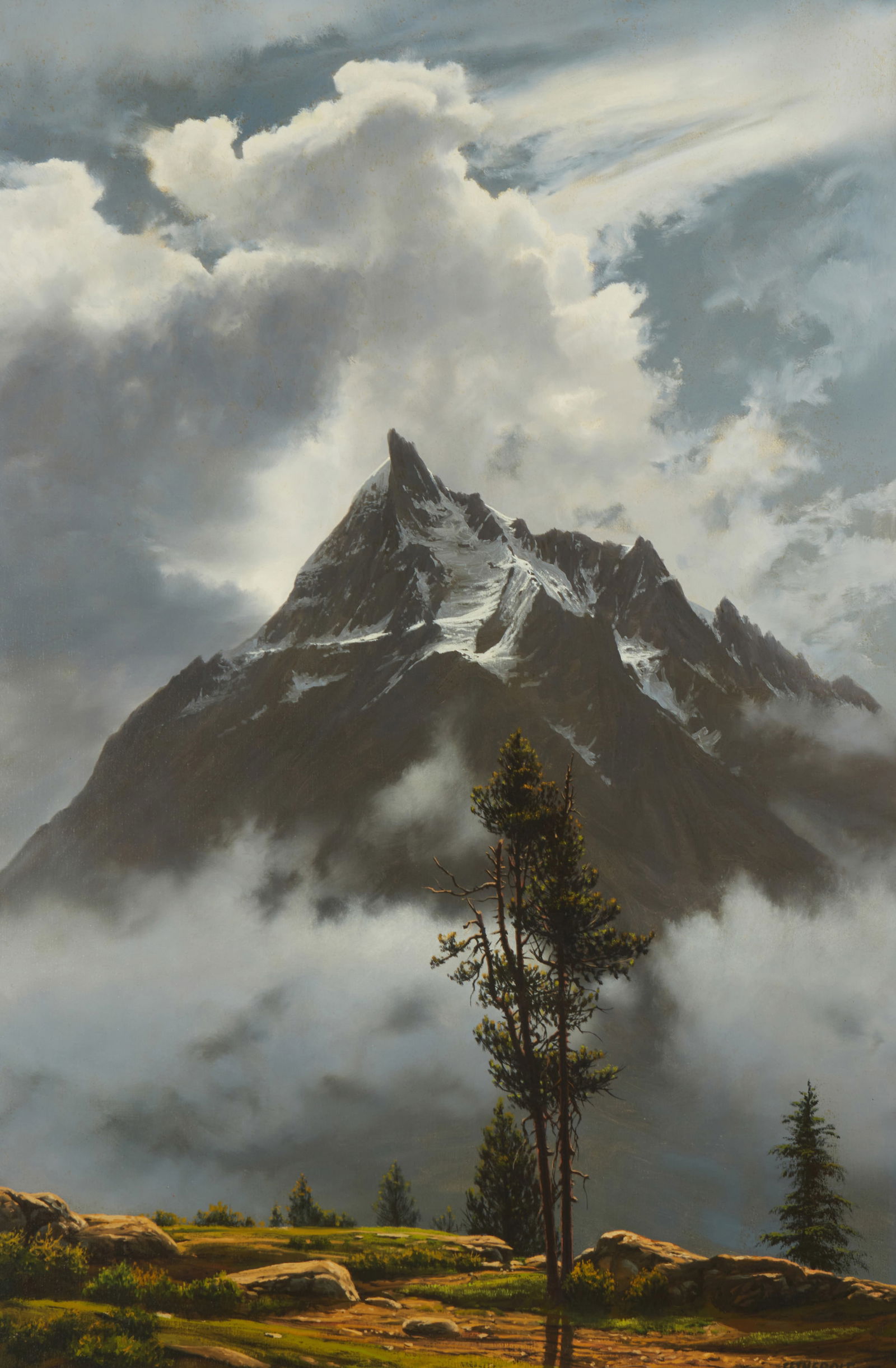 James Fetherolf (1925-1994), "The Sawtooths" (Idaho): James Fetherolf(1925-1994)"The Sawtooths" (Idaho)Oil on canvasSigned lower right: Fetherolf; titled on the upper portion of the stretcher36" H x 24" W