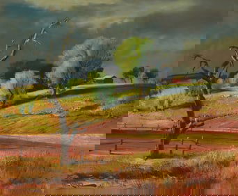 Paul Lauritz (1889-1975), Barn in a farm landscape