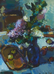 Sergei Bongart (1918-1985), Floral still life with blue vase