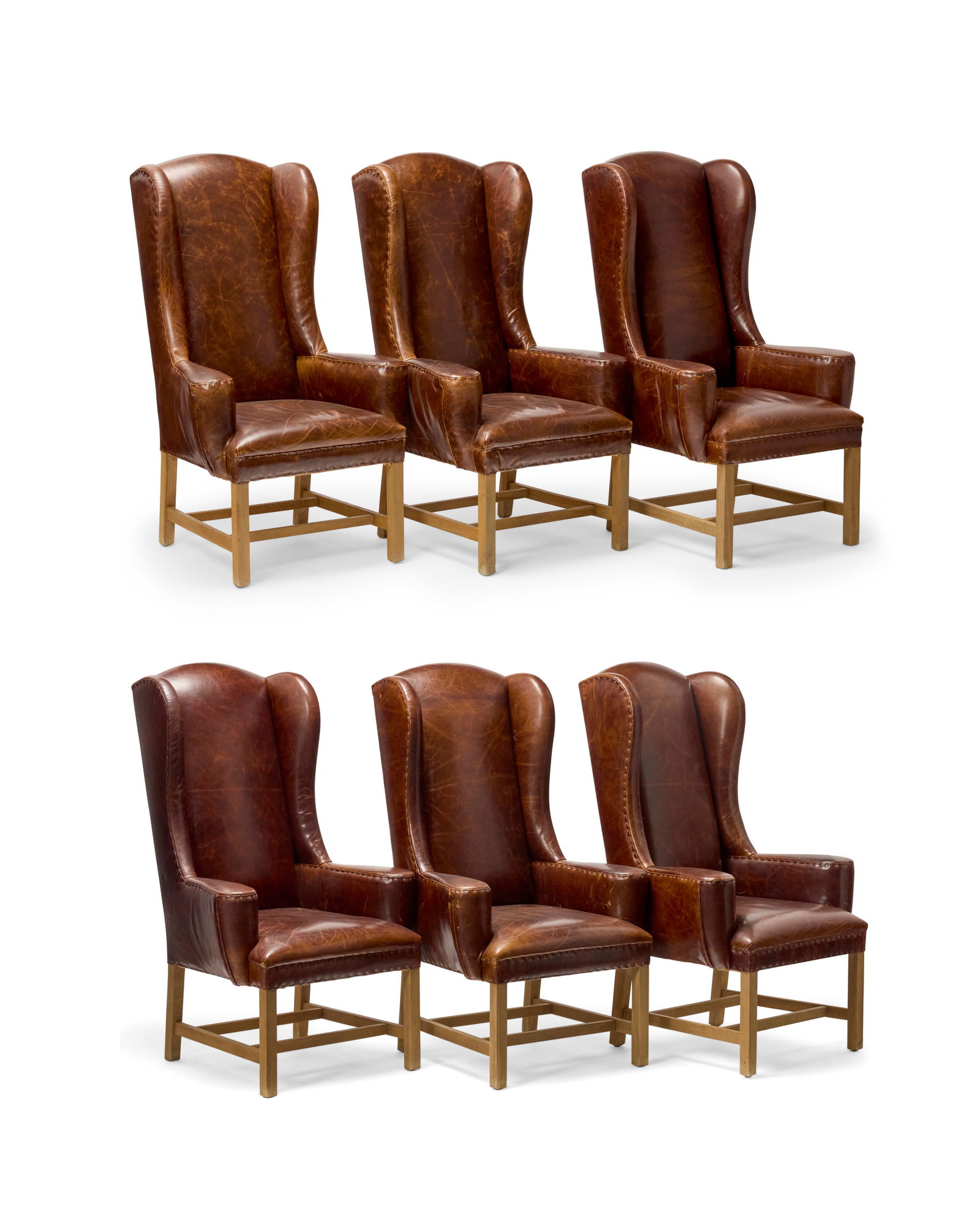 A set of Restoration Hardware "Belfort" leather armchairs (1 of 8)