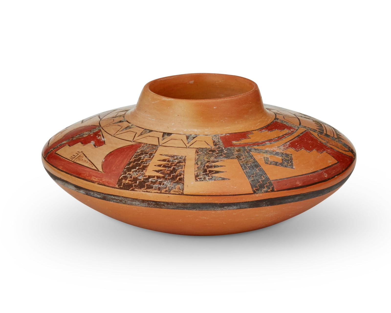 Karen Kahe Charley (b. 1951, Hopi-Tewa), A polychrome yellowware jar, late 20th century (1 of 3)