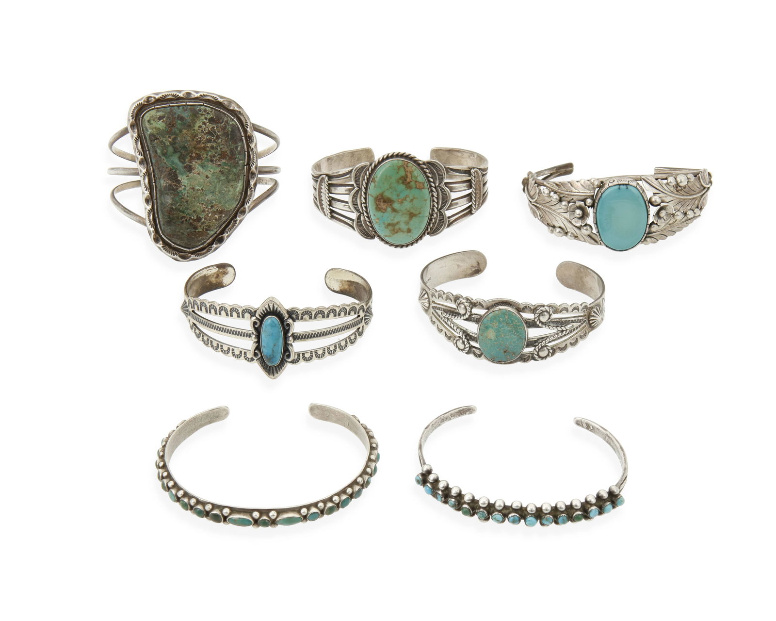 A group of Southwest silver and turquoise cuff bracelets (1 of 2)