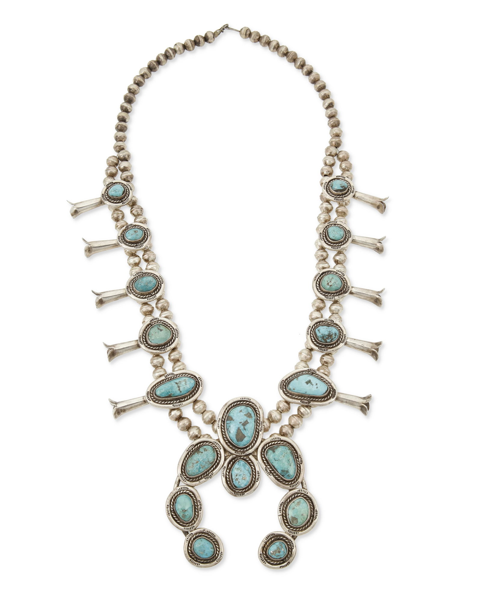 A Southwest silver and turquoise squash blossom necklace (1 of 2)