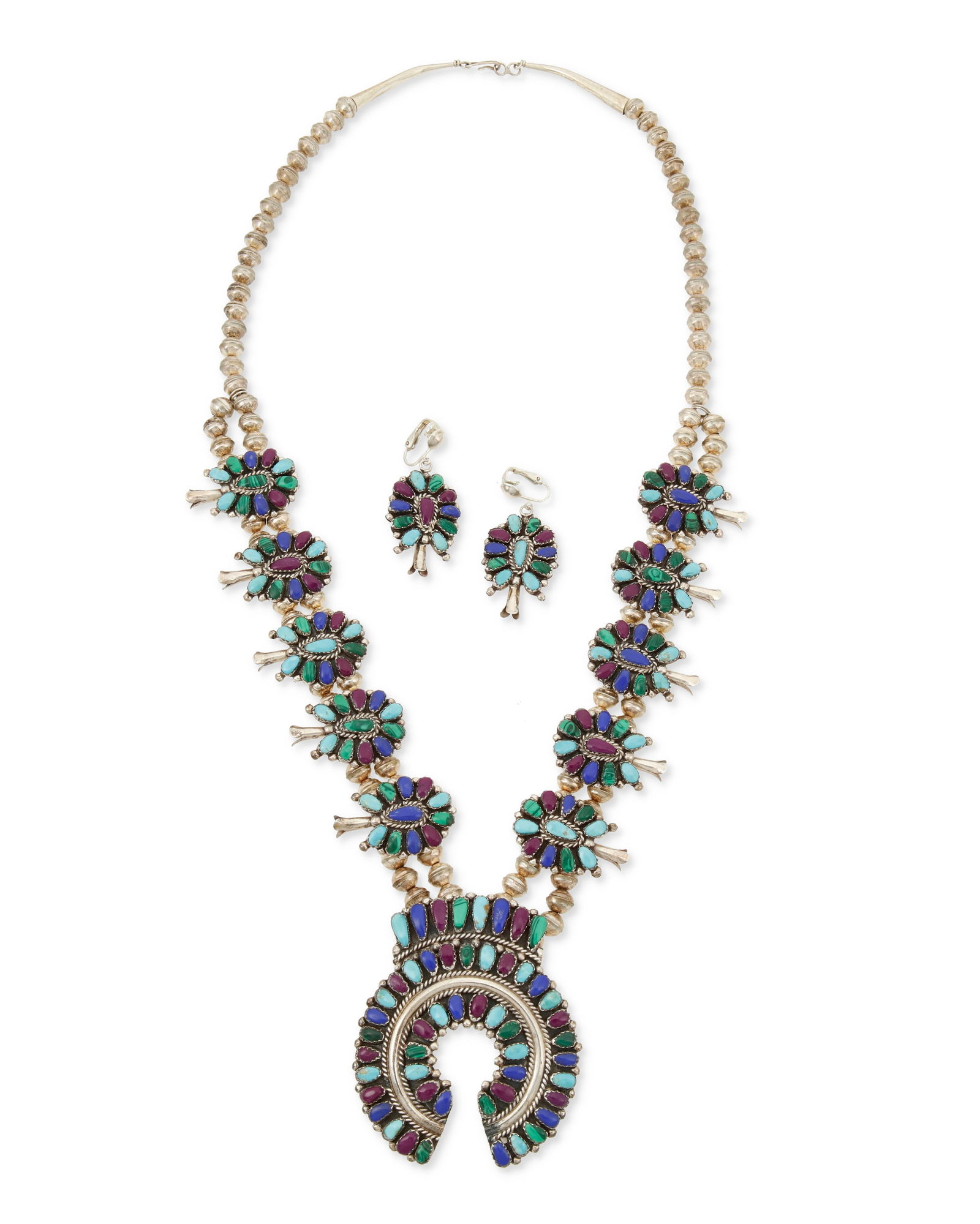 A Jerry & Wilma Begay Navajo squash blossom jewelry set (1 of 3)