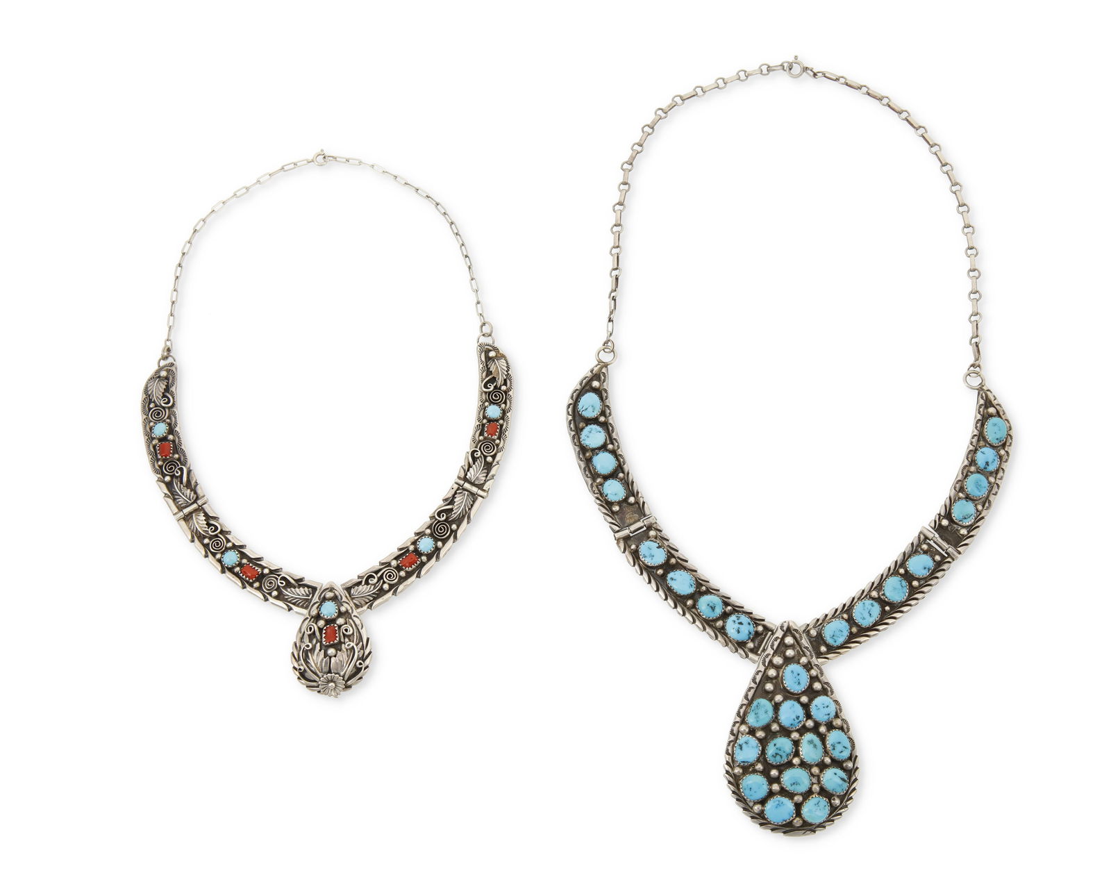 Two Southwest sterling silver and set stone necklaces (1 of 2)