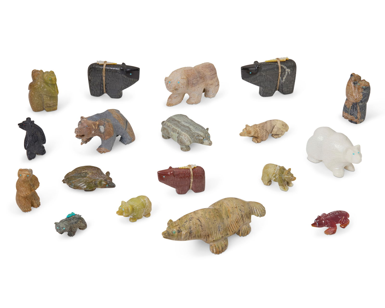 A group of Zuni carved stone bear fetish figures (1 of 1)