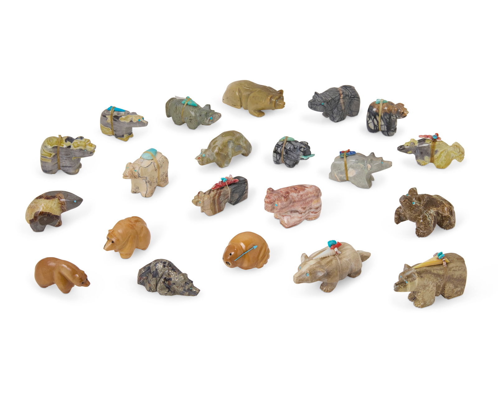 A group of Zuni carved stone bear fetish figures (1 of 1)