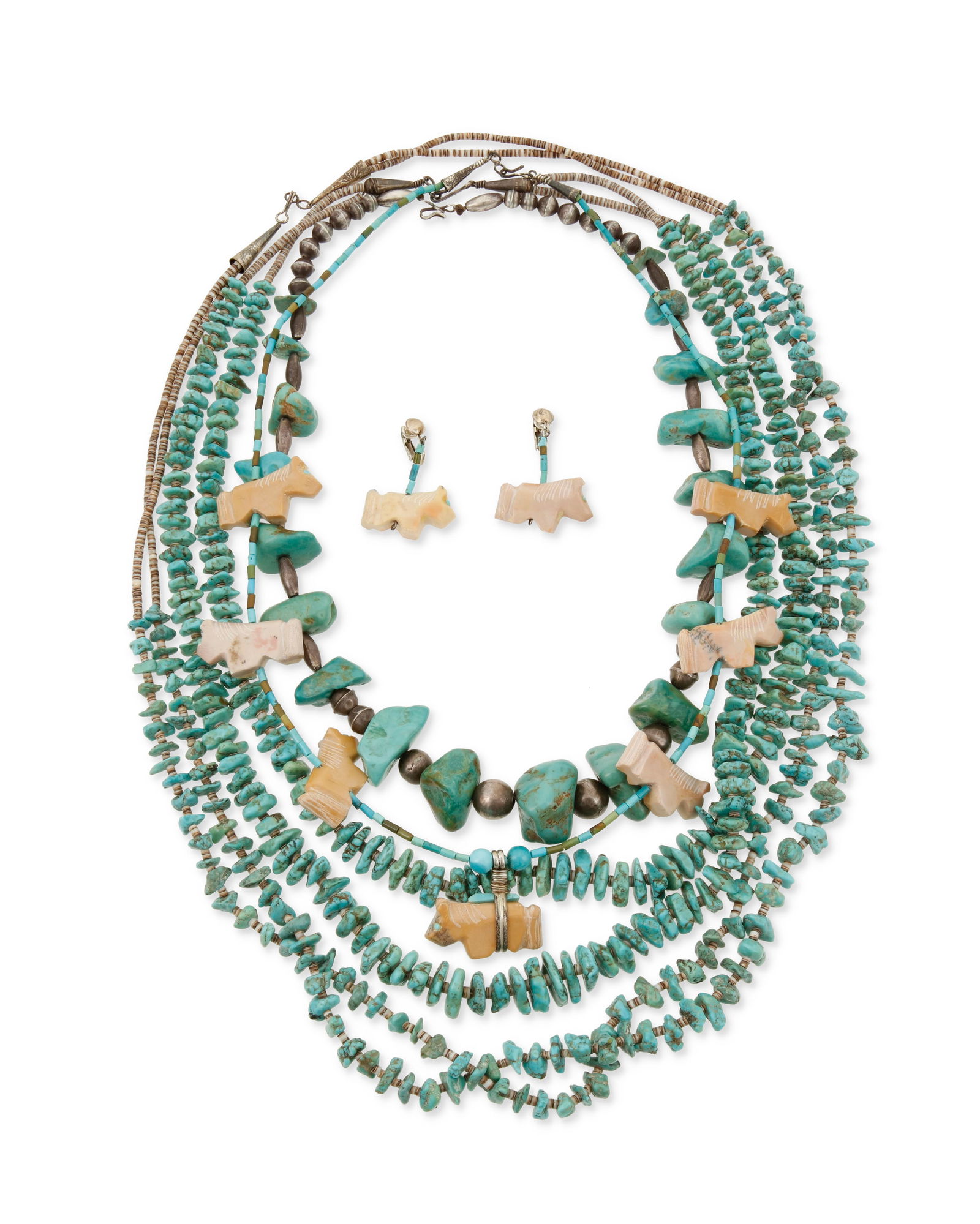 A group of Southwest turquoise and carved stone jewelry (1 of 2)