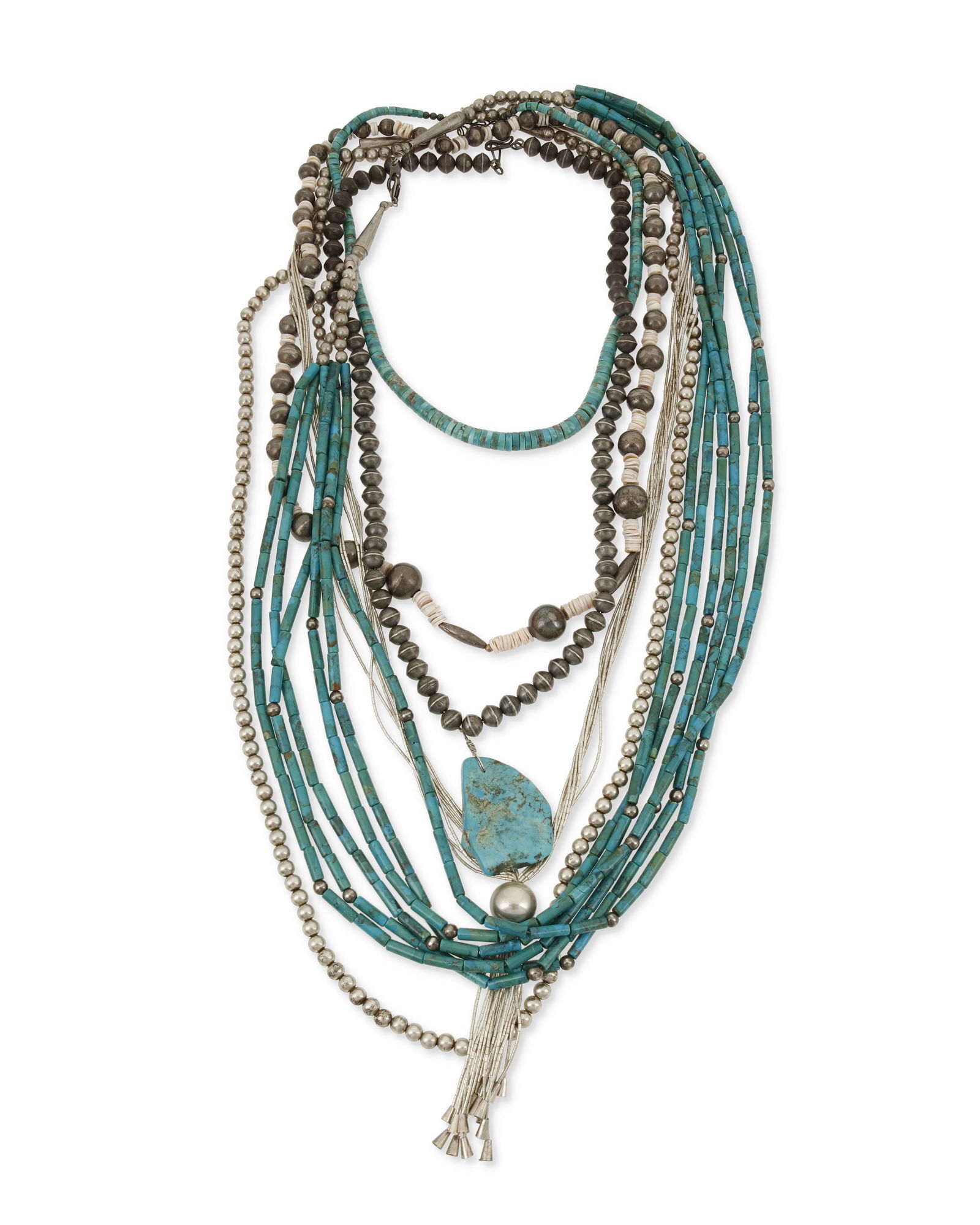 A group of Southwest silver and turquoise necklaces (1 of 2)