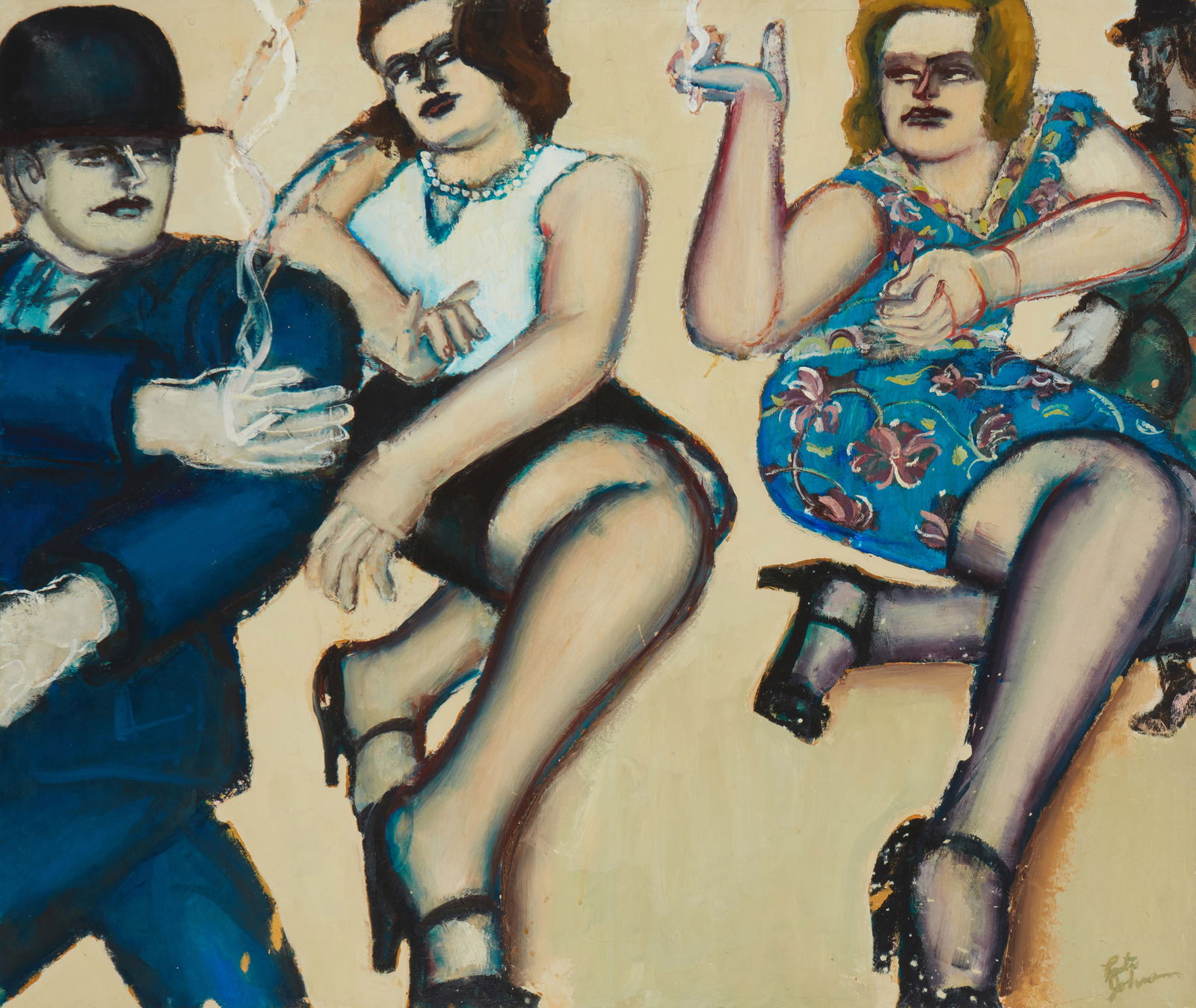 Lester F. Johnson (1919-2010), "City Group #1," 1973: Lester F. Johnson(1919-2010)"City Group #1," 1973Oil on canvasSigned lower right: Lester Johnson; titled by repute; dated on a gallery label affixed to the stretcher30" x 36" Prove